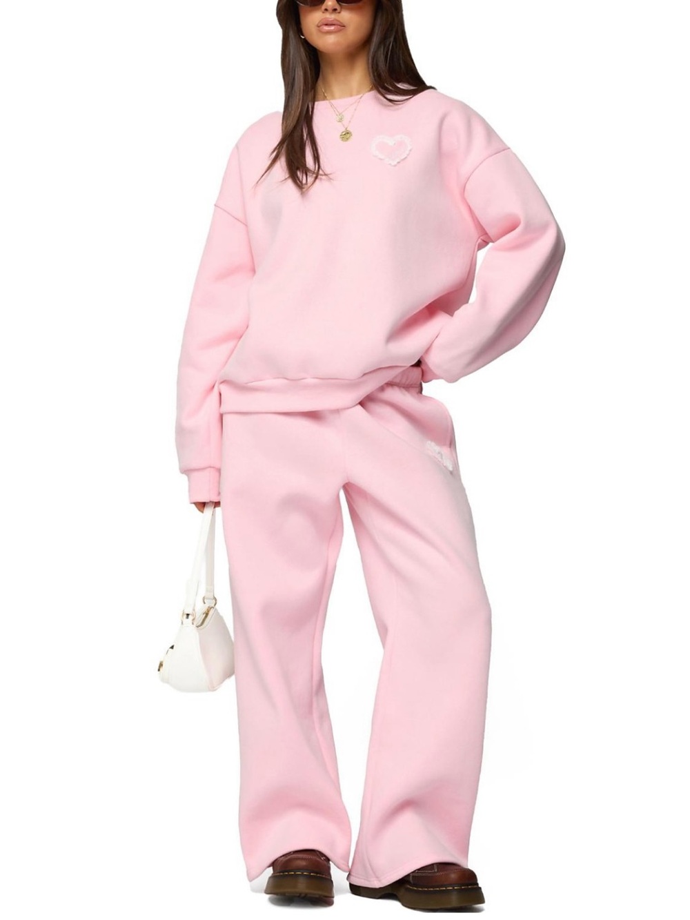 Pink Women’s Oversized Sweatshirt and Sweatpants Size Small, fits like Medium